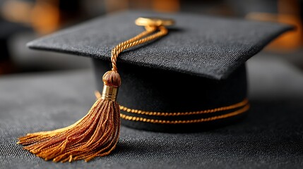 Black graduation cap with gold tassel
