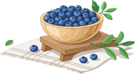 Blueberry Illustration vector design, Blueberry in bowl on table in white background vector design