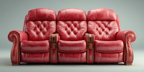 Comfortable red leather reclining sofa ideal for living rooms and entertainment spaces