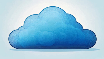 Minimal Blue Cloud Outline Vector