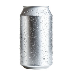Cold aluminum can covered in condensation droplets refreshing drink beverage
