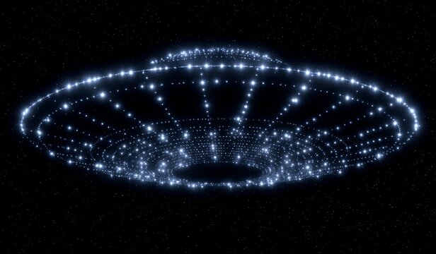 The term 'unidentified flying object' is abbreviated as UFO, representing a science fiction concept related to ufology and extraterrestrial life