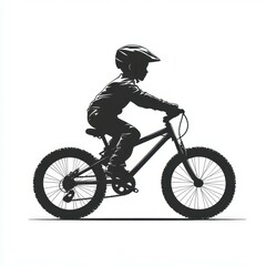 Naklejka premium Young child riding a mountain bike on a sunny day in a recreational area