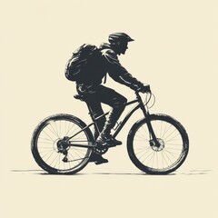 Obraz premium Cyclist riding through a serene landscape at sunset, enjoying the thrill of mountain biking on a calm evening