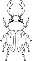 Creative Line Drawing of a Stag Beetle for Arts and Coloring