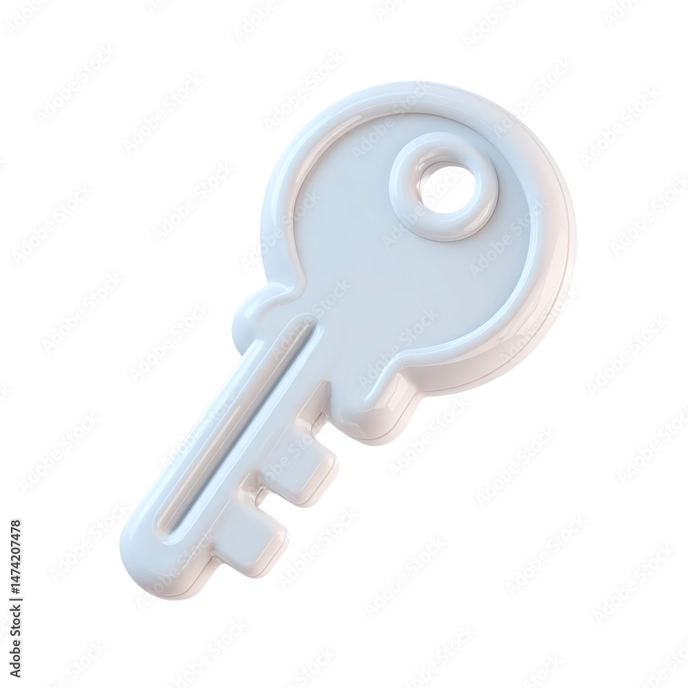 Poster 3d-rendered white key design isolated on a transparent background, symbolizing security and access