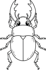 Creative Line Drawing of a Stag Beetle for Arts and Coloring