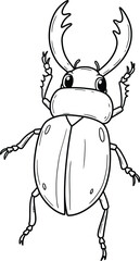 Creative Line Drawing of a Stag Beetle for Arts and Coloring