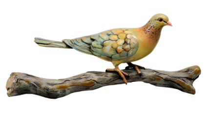 pigeon on a branch on transparent background