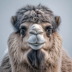 Fototapeta premium Closeup Portrait of a Bactrian Camel in Winter