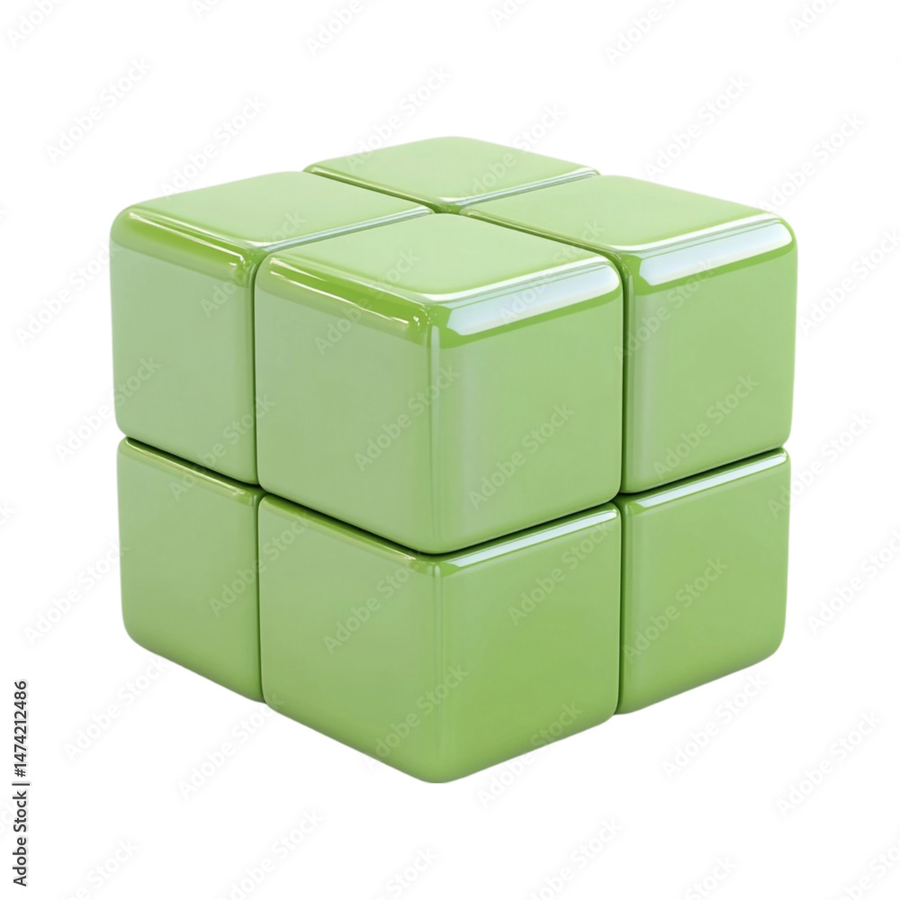 Poster green cube composed of smaller cubes abstract design