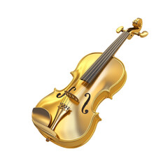 Obraz premium Golden violin on colorful striped background musical instrument art design