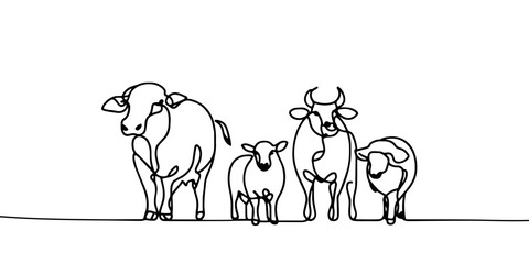 One continuous line drawing of Farmer activity. Agricultural concept. Doodle vector illustration in simple linear style.