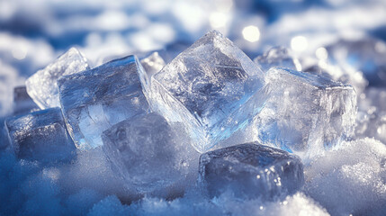 Obraz premium a detailed close-up of ice crystals placed in a random manner, with a clear frosty texture in the background 