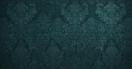 Deep teal damask wallpaper, luxurious seamless design, rich, aqua, classic