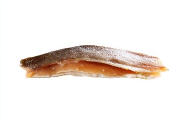 Close-up of a salmon fillet, showcasing its rich orange flesh and textured skin.