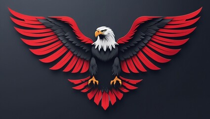 Majestic Eagle with Red and Black Wings