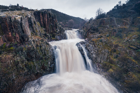 Rushing waterfall at Cascada del Aljibe, Guadalajara