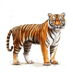 Obraz premium Majestic Orange and Black Tiger Illustration on White Background