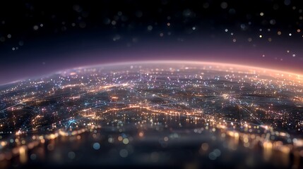Obraz premium Night Cityscape Global Urban Glow from Space.