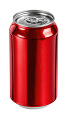 Crimson Can: A vibrant, red aluminum can, pristine and ready to refresh. Perfectly suited for a drink.