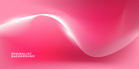 Abstract pink gradient background with shining lines waves. Minimalist background for banner, poster, cover, brochure, flyer, website