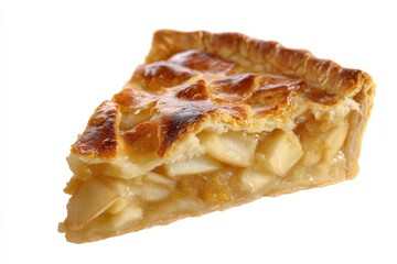 A slice of warm apple pie, perfect for a cozy autumn day.