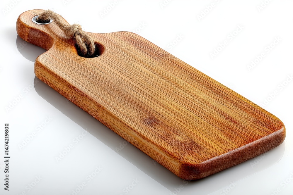 Poster bamboo cutting board showcasing its smooth surface and rustic charm