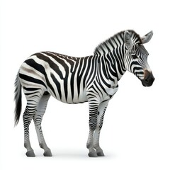 Fototapeta premium Profile View of a Zebra Against a White Background