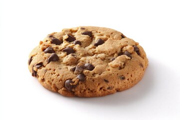A single, delicious chocolate chip cookie, perfect for a sweet treat.