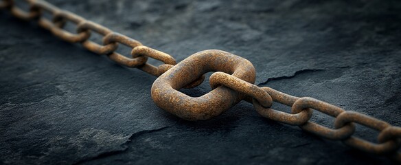 Rusty Chain Link on Dark Stone