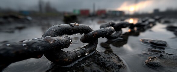 Rusty Chain in a Puddle