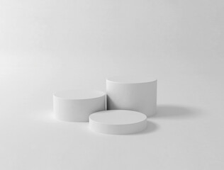 Glossy cubes podium white background. 3D render