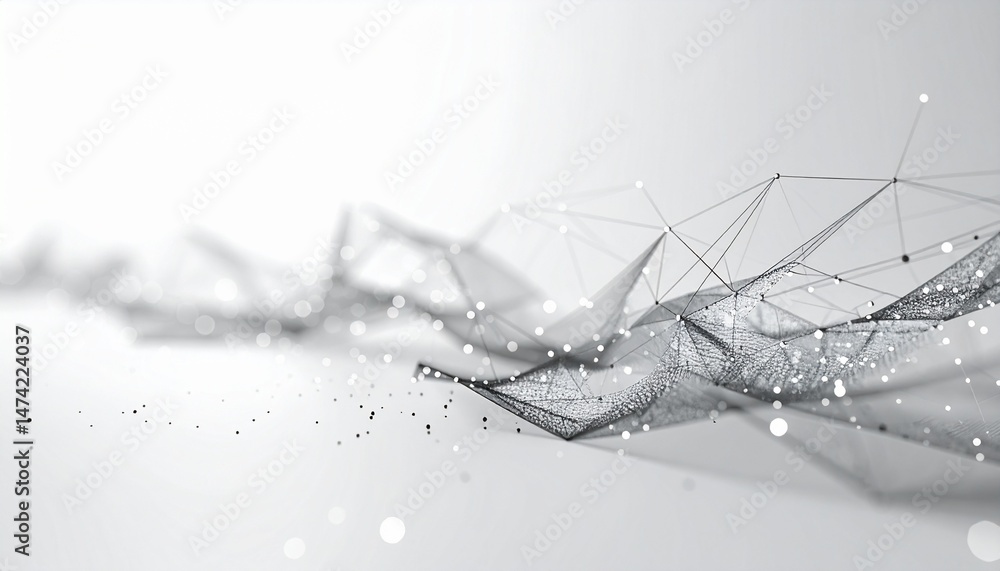 Aufkleber minimalistic white and gray tech-style background with subtle network connections and light dots