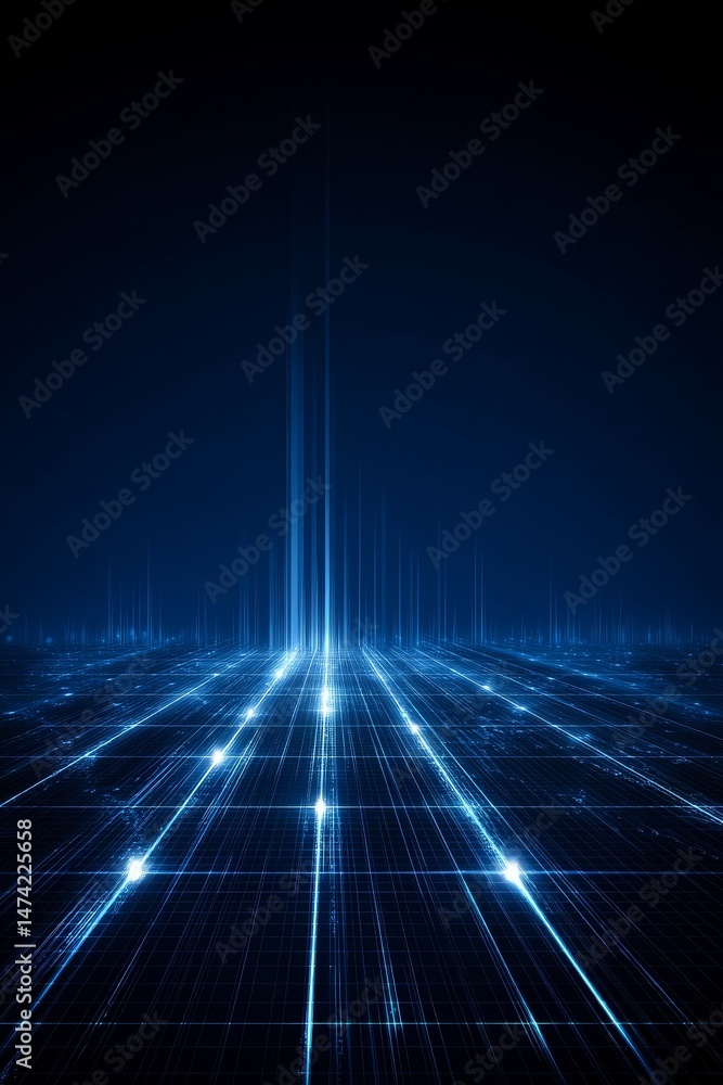 Poster colorful intersecting lines and ascending lines evoke a sense of science and technology in the backg