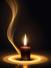 Fototapeta premium A candle, color image, horizontal, hope - concept, concepts, contemplation, flowing stream of smoke background,ai