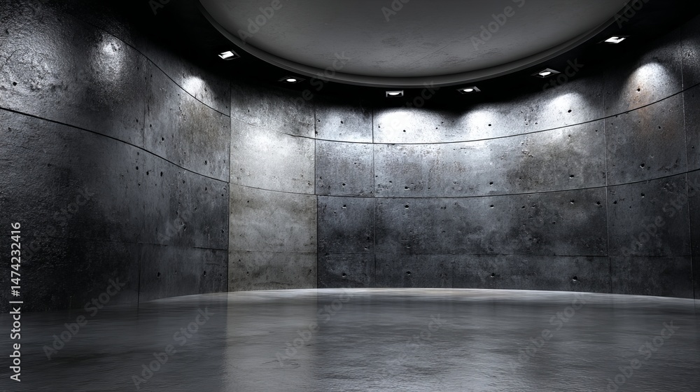 Aufkleber the 3d render features a 360-degree panorama of a black minimalistic studio environment with bright 