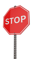 3D stop sign isolated on transparent background