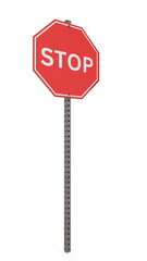 3D stop sign isolated on transparent background
