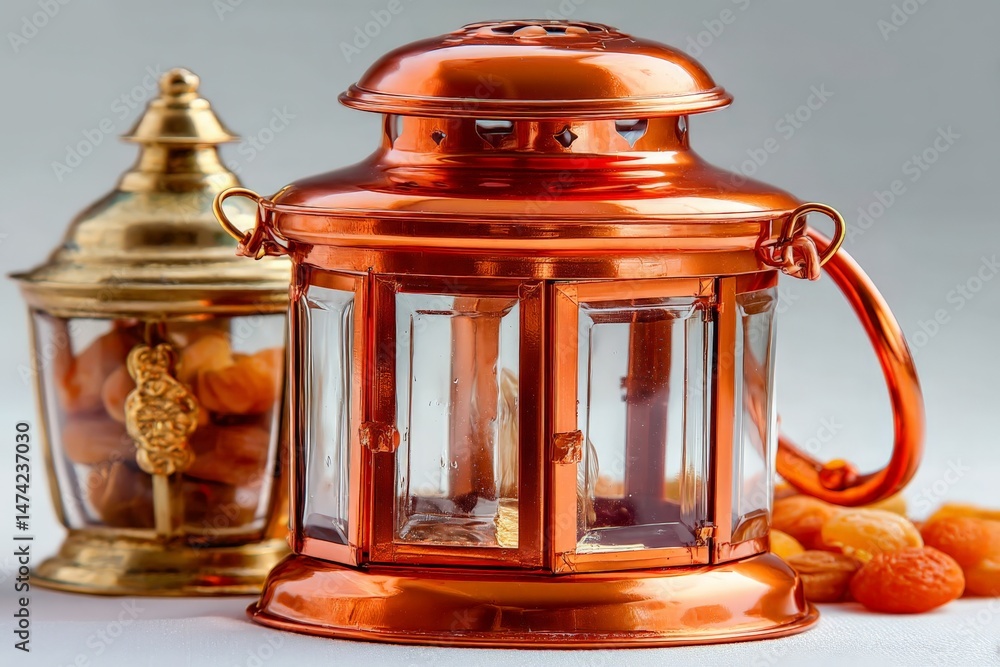 Aufkleber decorative lantern with dried fruits displayed on a white surface during a festive gathering in a co