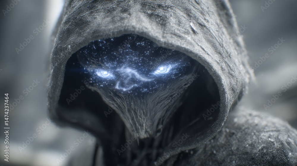 Poster an astronaut's helmet serves as a reflection of a cosmic explosion, symbolizing the immense and myst