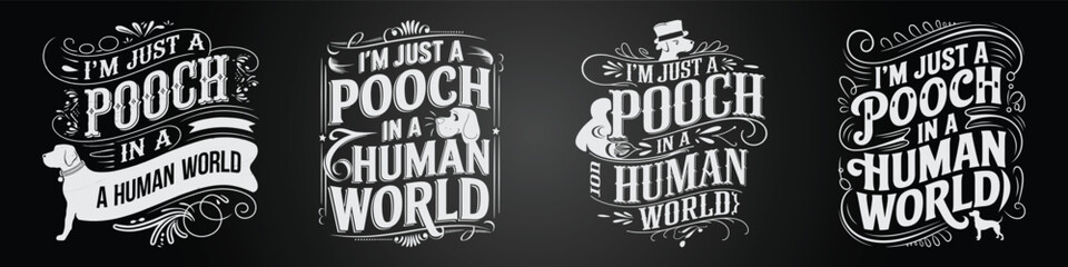 Vintage Blackboard Frame with Cute Animals and Typography Elements