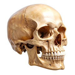 Obraz premium Human Skull Anatomy: Forensic Medical Science Representation of Bones, Isolated on Transparent Background png