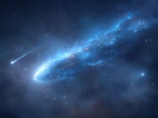 Obraz premium Deep space is home to an exoplanet, towards which comets are moving, as shown in a detailed 3d illustration of a space landscape that also includes a nebula and an alien planet