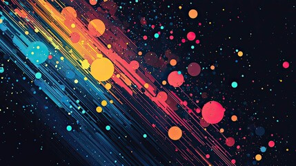 Playful Abstract Background with Colorful Circles and Lines