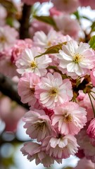 Fototapeta premium pink cherry blossom flower | pink and white pair | photograph | natural 