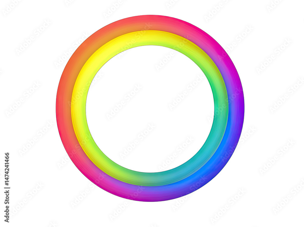 Poster a vibrant rainbow-colored ring with a transparent background it has a 3d effect and the colors fade 