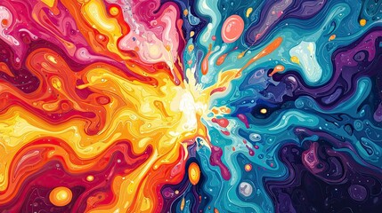 Vibrant Abstract Explosion Background in Vivid Colors and Patterns