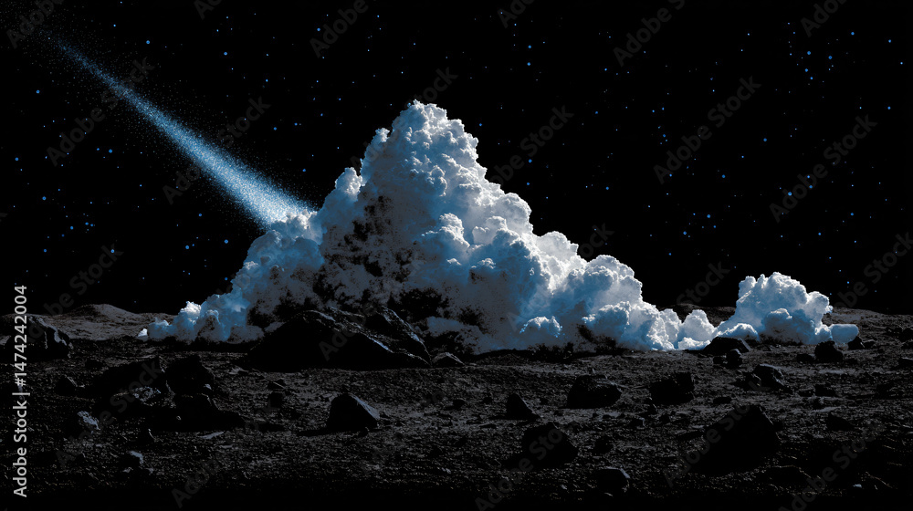 Poster high-resolution image of an indulgent dessert with marshmallow clouds and an ice cream comet.