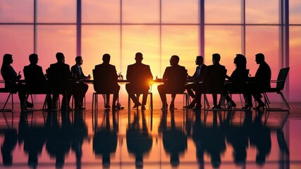 A corporate meeting with professionals discussing ideas around a table digital - Powered by Adobe